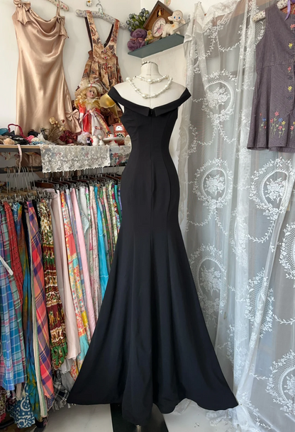 Off The Shoulder Black Mermaid Prom Dress Sexy Evening Dress P368
