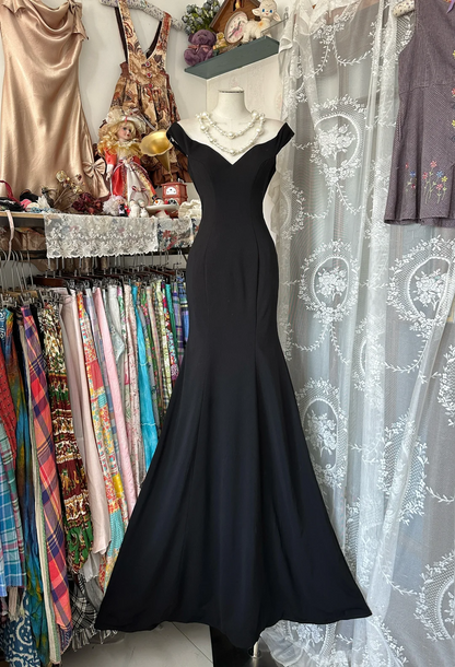 Off The Shoulder Black Mermaid Prom Dress Sexy Evening Dress P368