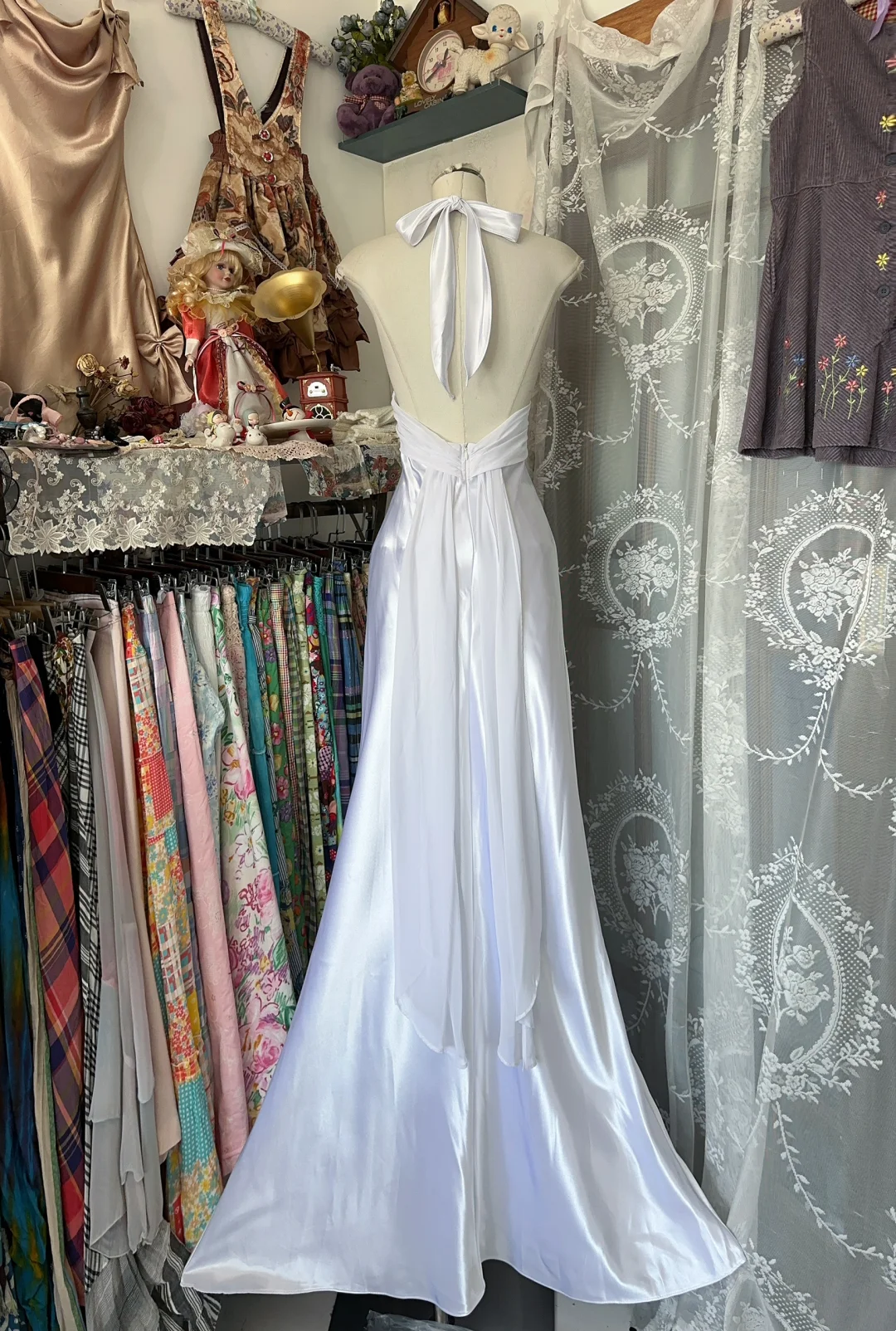 Halter Mermaid White Prom Dress Beading Formal Dress P370