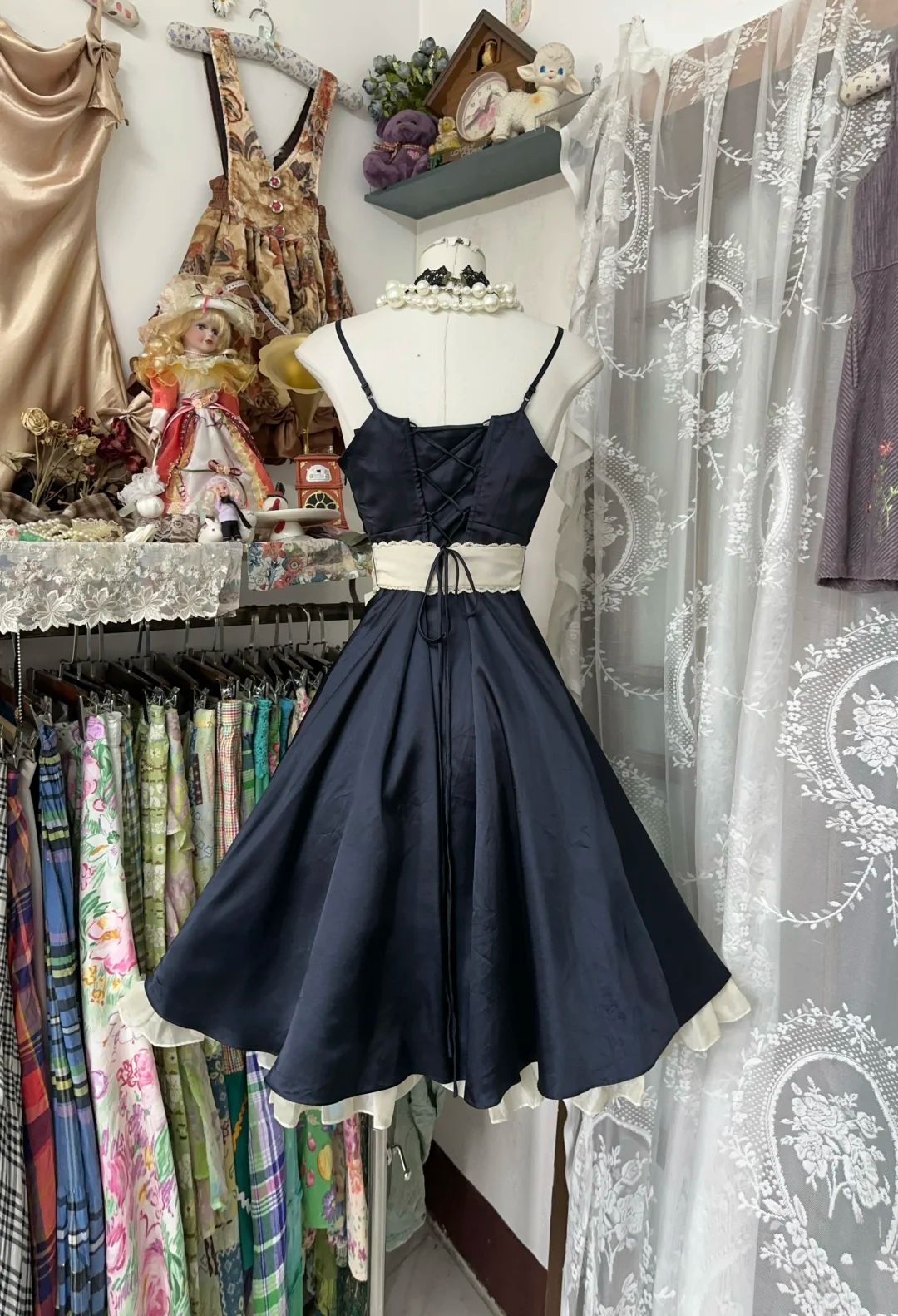 A Line Satin Short Dress With Bow Sweet Birthday Dress  P380