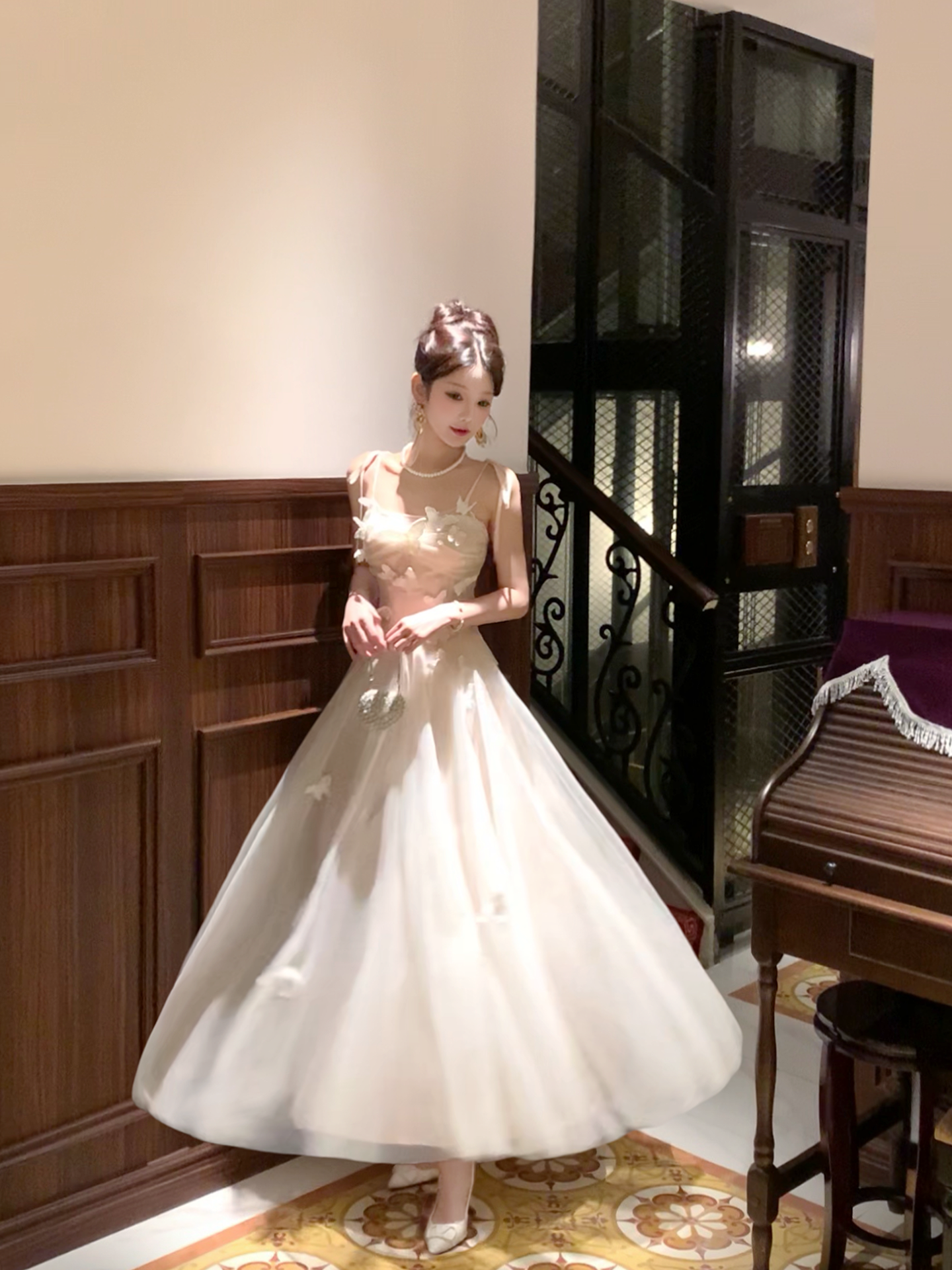 3D Butterfly Spaghetti Strap  Tulle Prom Dress  Sweet Birthday Dress P39