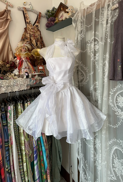 A Line White Organza Short Birthday Dress Cute Party Dress   P391