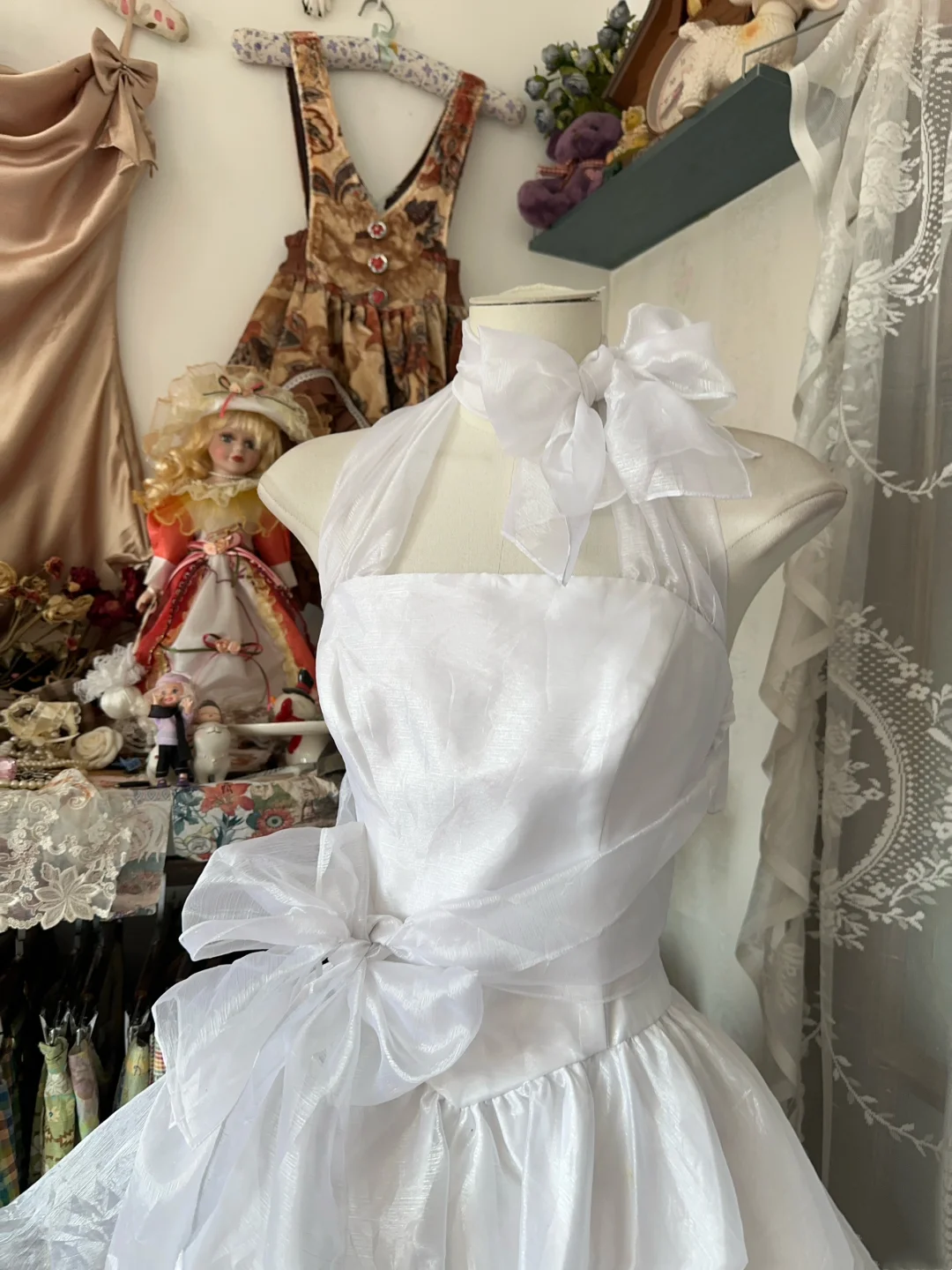 A Line White Organza Short Birthday Dress Cute Party Dress   P391