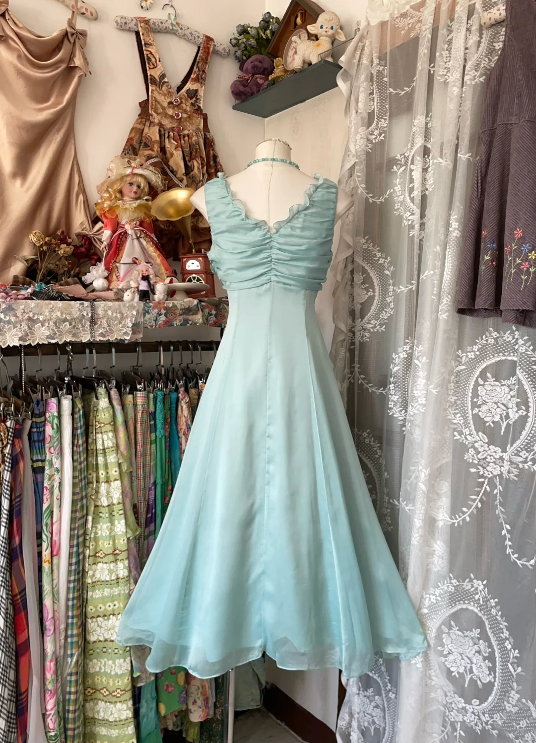 A Line Ruffled V Neck Short Dress Birthday Outfit  P395