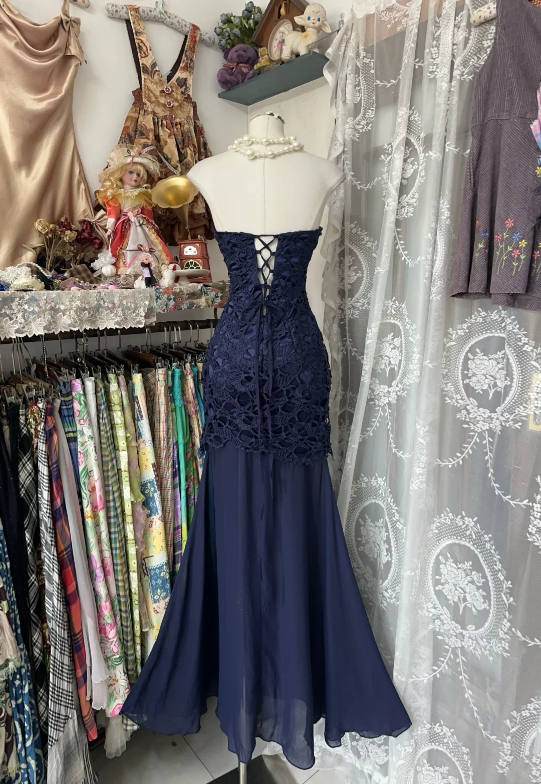 Beaded Sweetheart Prom Dress Mermaid Lace Evening Dress  P399