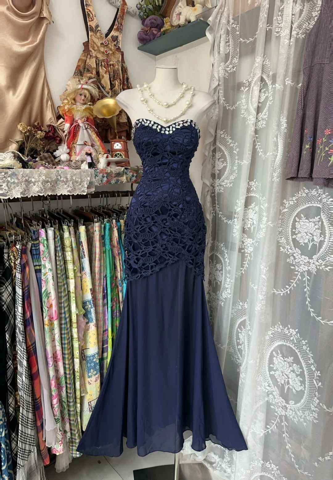 Beaded Sweetheart Prom Dress Mermaid Lace Evening Dress  P399