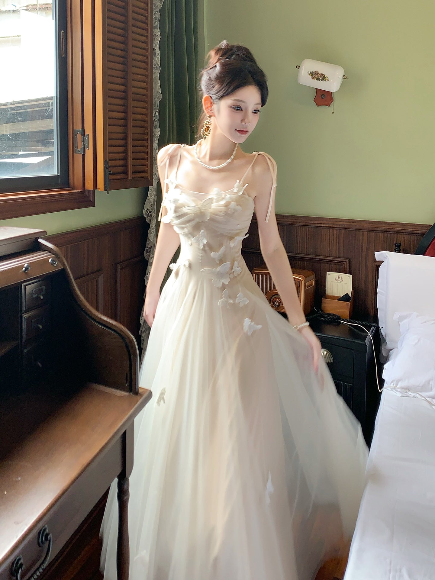 3D Butterfly Spaghetti Strap  Tulle Prom Dress  Sweet Birthday Dress P39