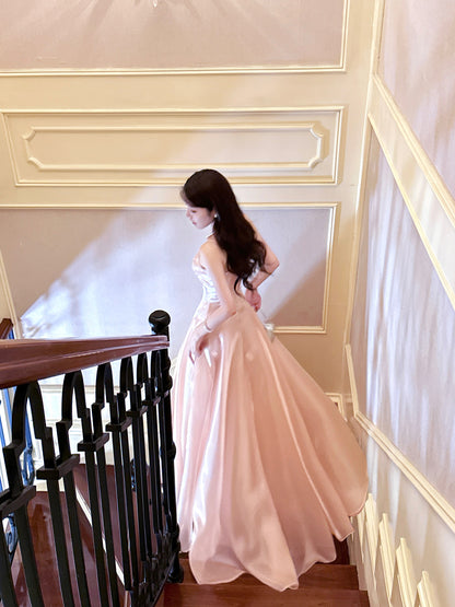 Spaghetti Strap A Line Pink Prom Dress Formal Party  Evening Dress  P40