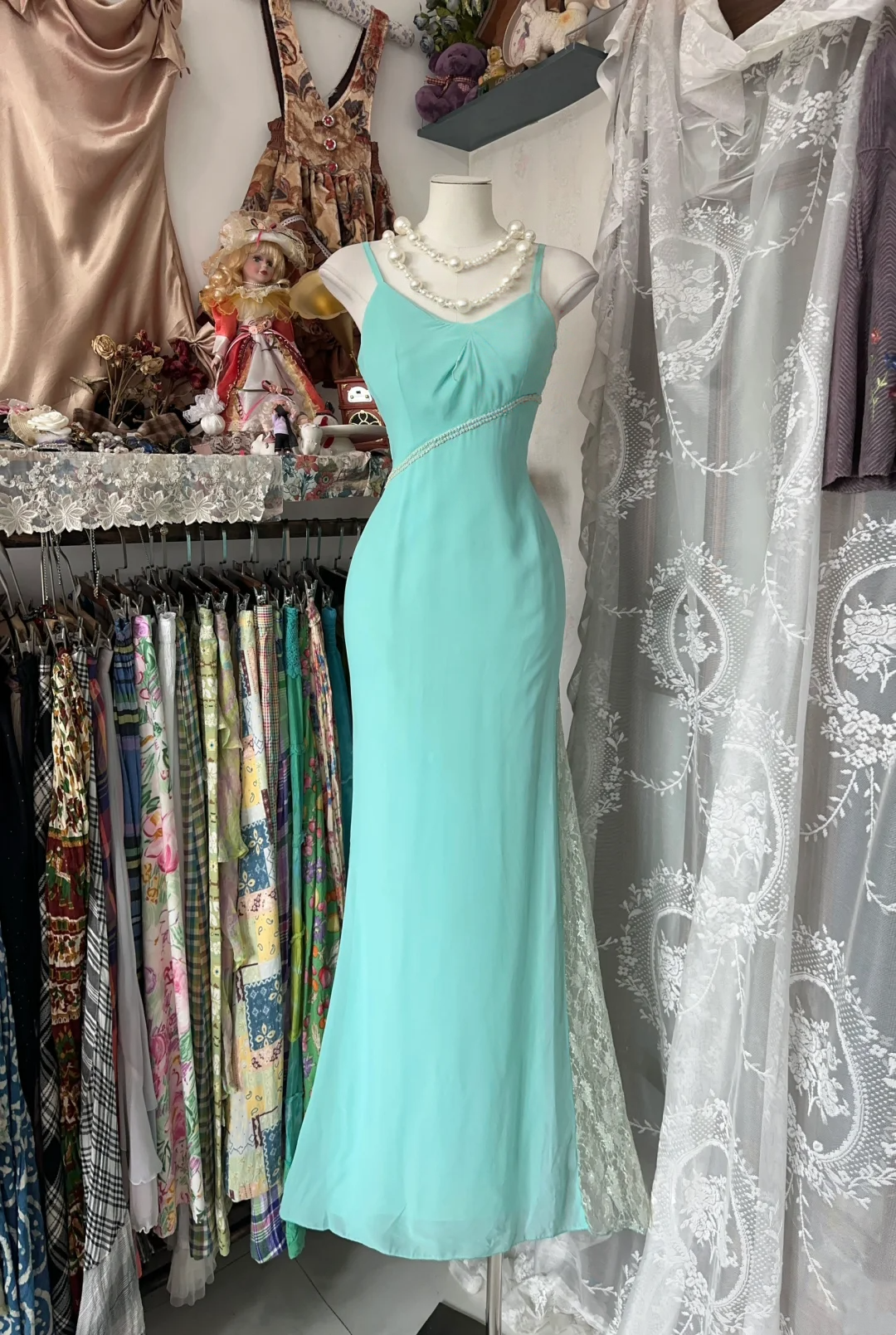Spaghetti Straps Chiffon Sheath Prom Dress Summer Wedding Guest Dress  P400