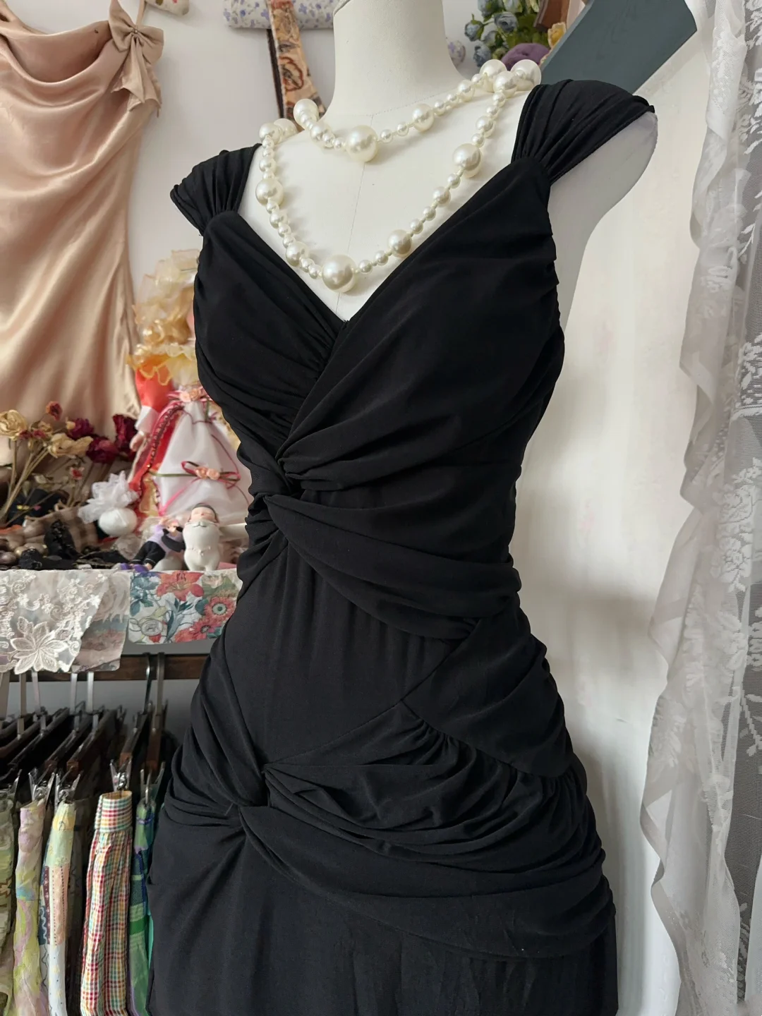 V Neck Black Chiffon Prom Dress Mermaid Formal Evening Dress  P402