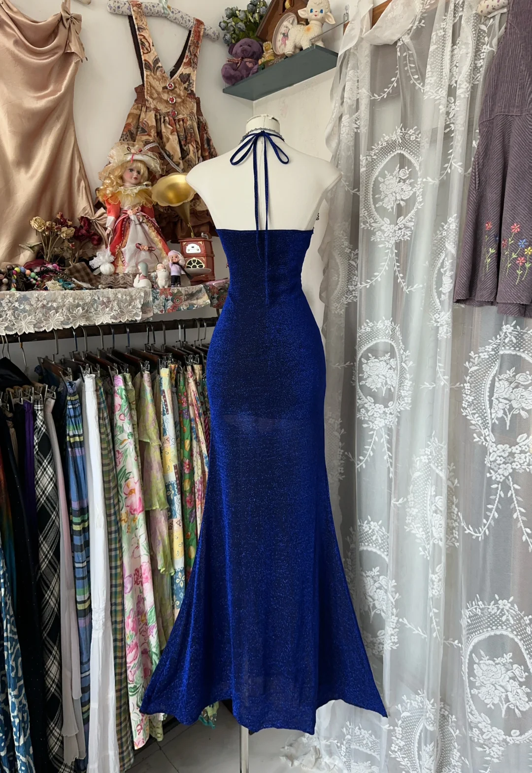 V Neck Royal Blue Mermaid Prom Dress Formal Evening Dress  P408