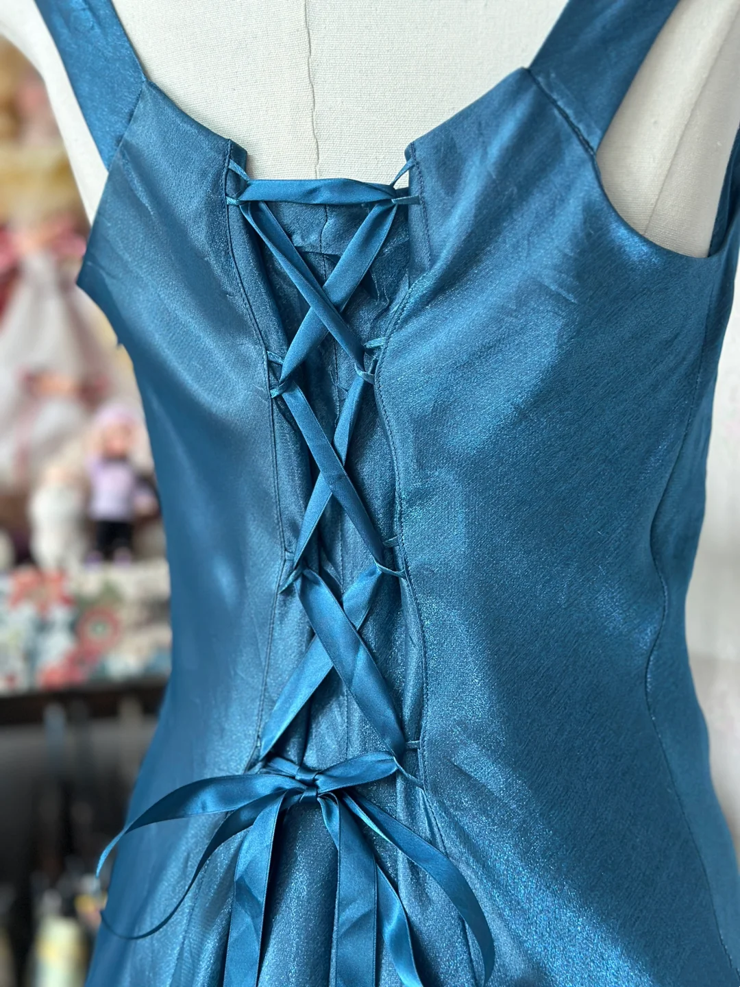 Sleeveless A Line Blue Prom Dress Formal Wedding Guest Dress  P409