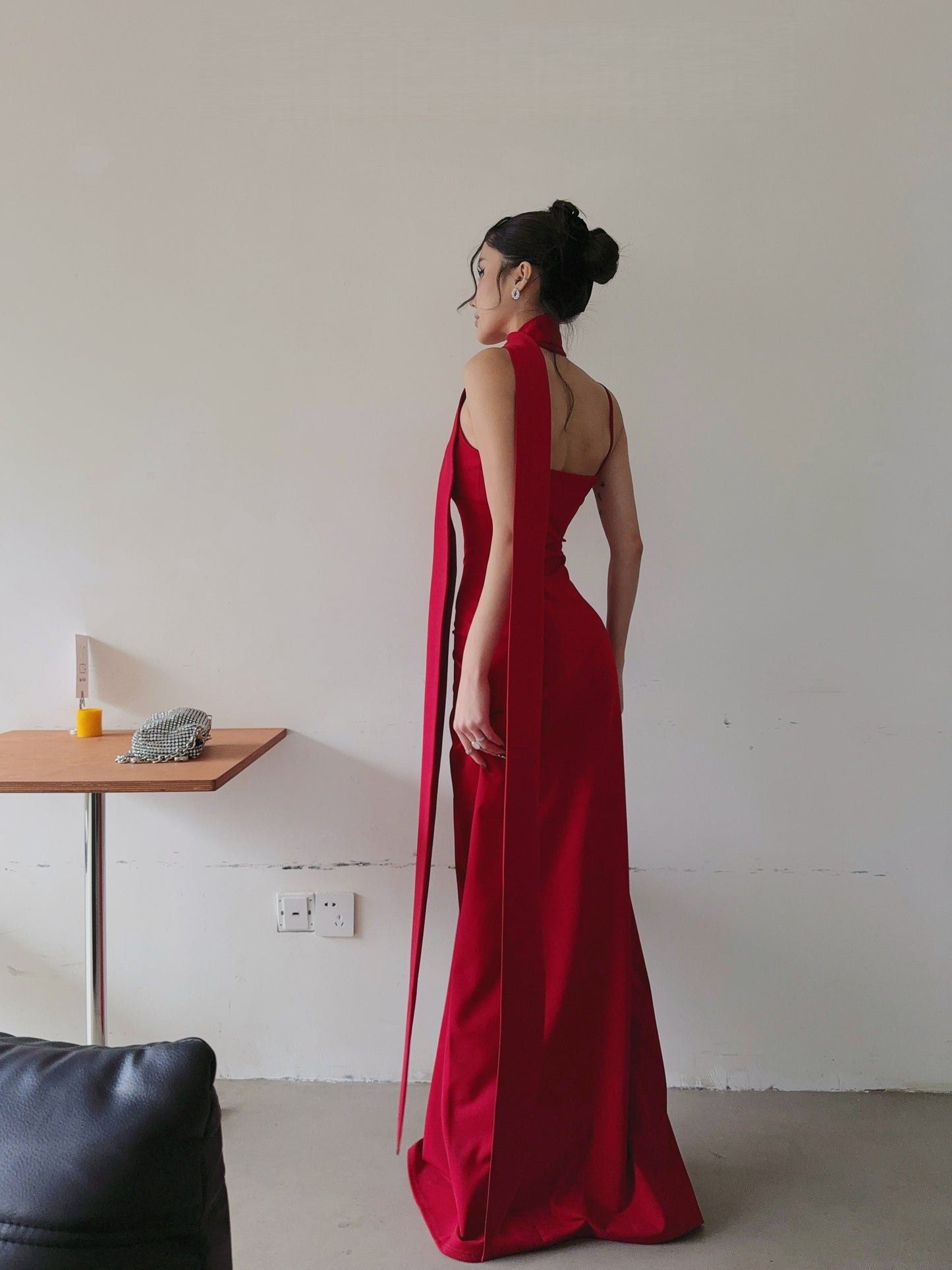 Red Sheath Sexy Prom Dress U Neck Evening Dress P419