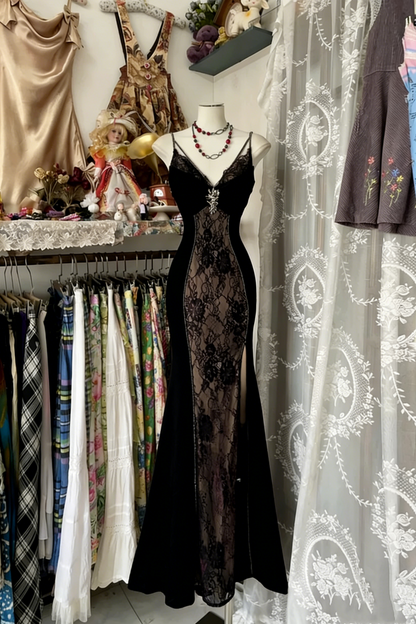 Burgundy Mermaid Lace Prom Dress Formal Evening Dress  P425