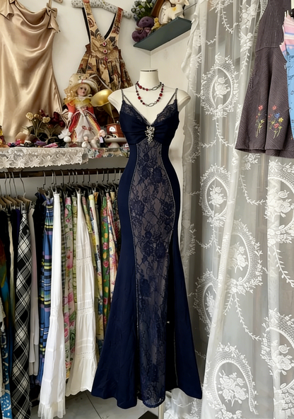 Burgundy Mermaid Lace Prom Dress Formal Evening Dress  P425