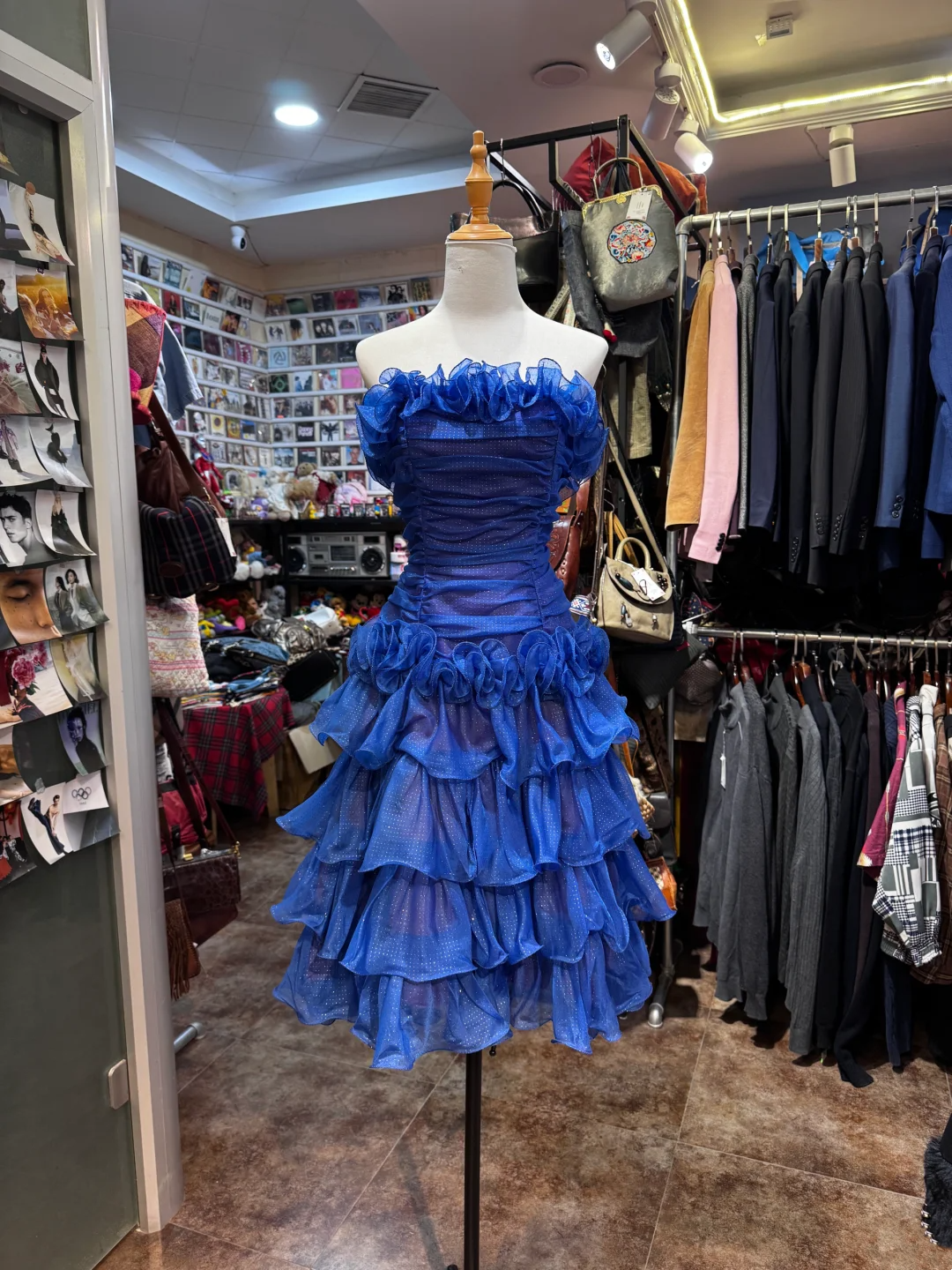 Ruffled Royal Blue Birthday Dress Layered Prom Dress  P428