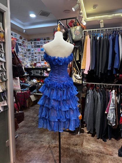 Ruffled Royal Blue Birthday Dress Layered Prom Dress  P428