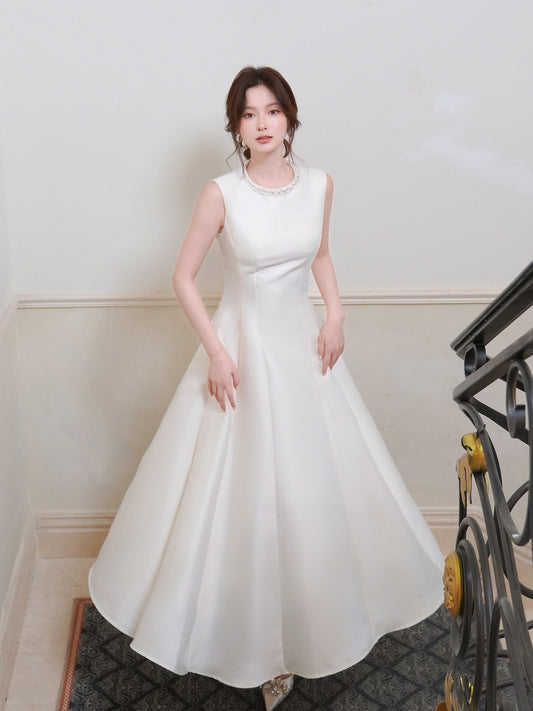 Beaded  Round Neck Satin Birthday Dress  Evening Dress P43