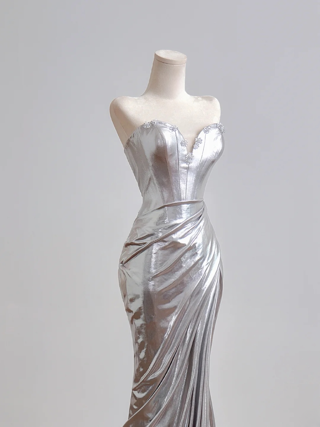 Sweetheart Silver Mermaid Prom Dress Formal Evening Dress  P441