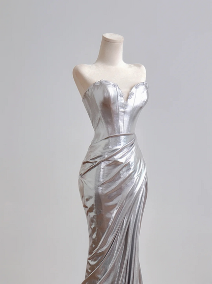 Sweetheart Silver Mermaid Prom Dress Formal Evening Dress  P441
