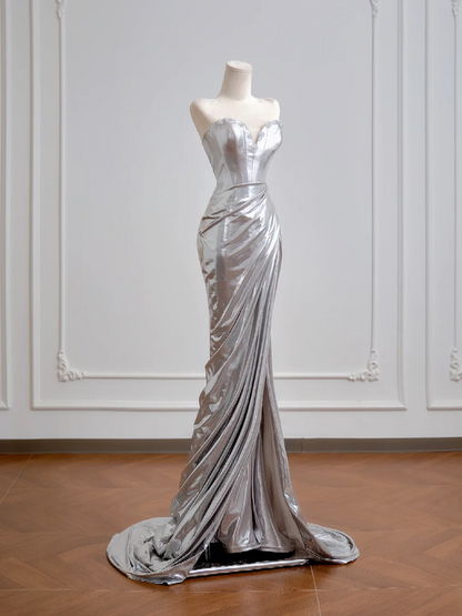 Sweetheart Silver Mermaid Prom Dress Formal Evening Dress  P441