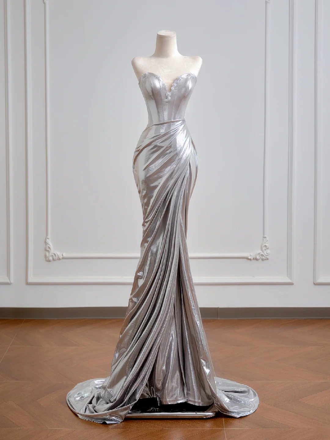 Sweetheart Silver Mermaid Prom Dress Formal Evening Dress  P441