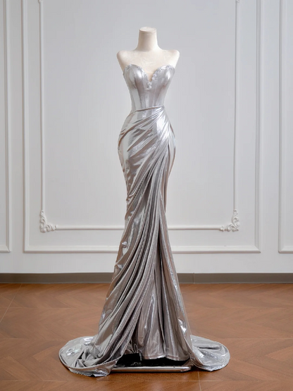 Sweetheart Silver Mermaid Prom Dress Formal Evening Dress  P441
