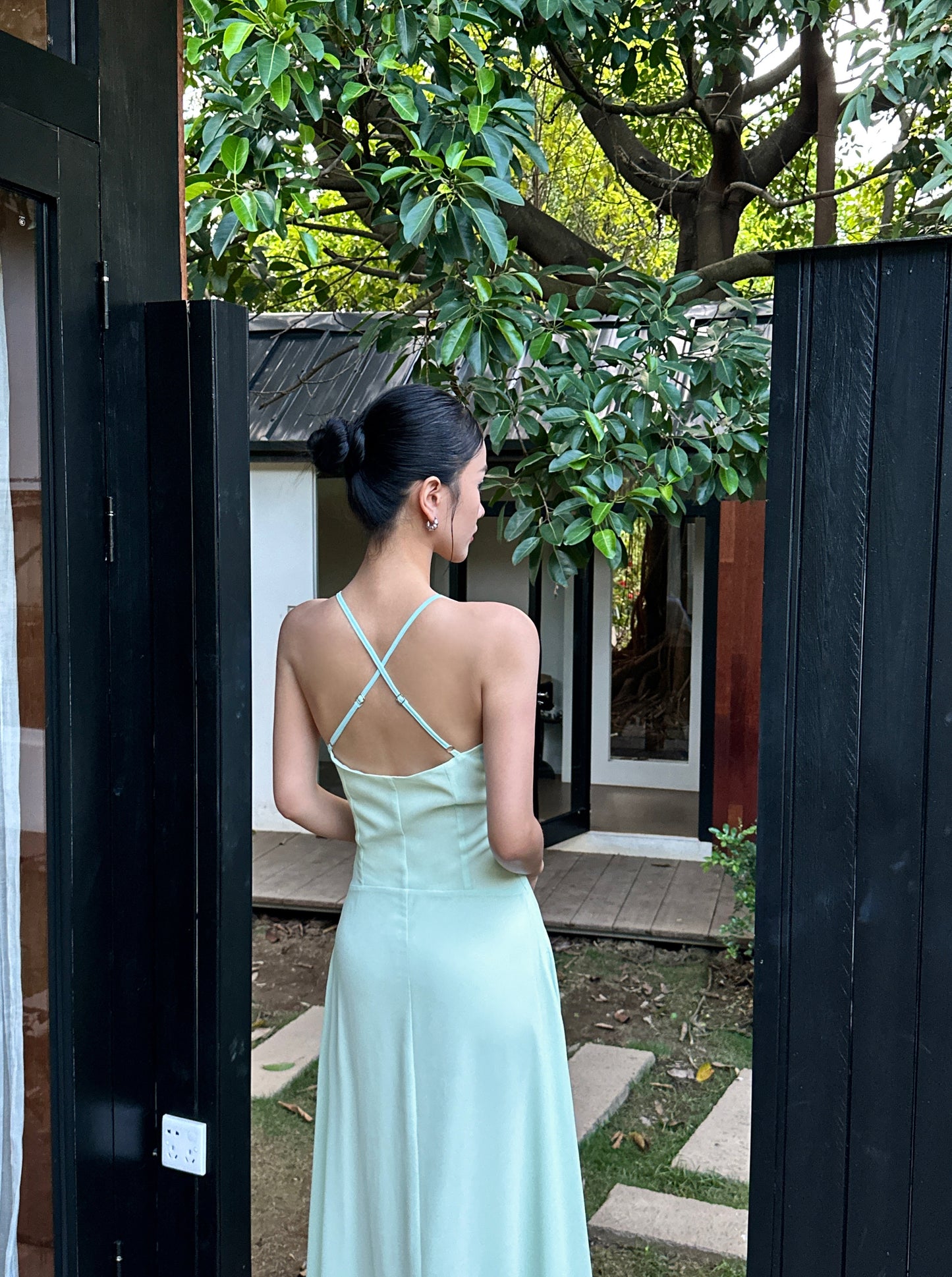 Green Mint Green Backless Wedding Guest Dress    P445