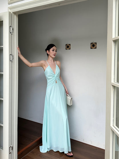 Green Mint Green Backless Wedding Guest Dress    P445
