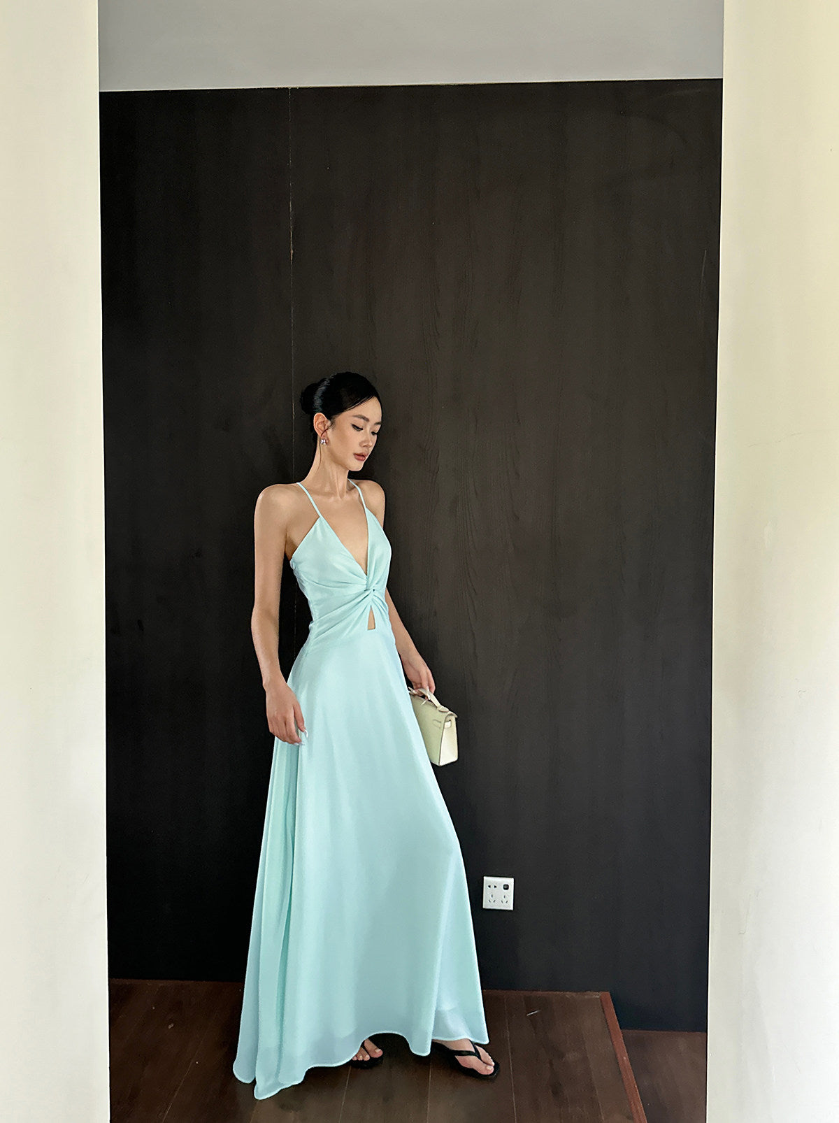 Green Mint Green Backless Wedding Guest Dress    P445