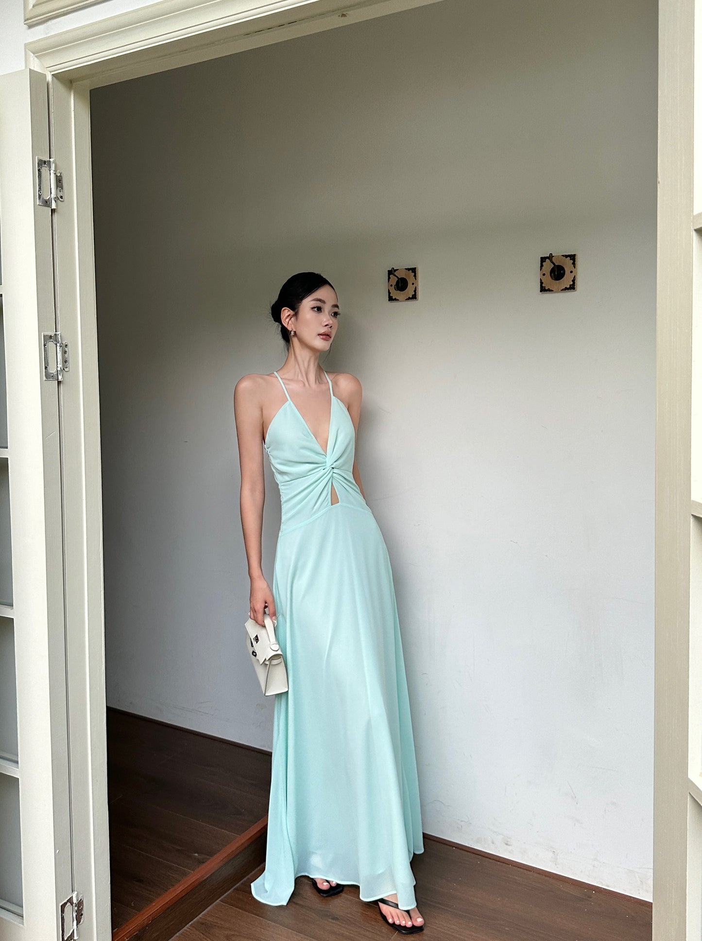 Green Mint Green Backless Wedding Guest Dress    P445