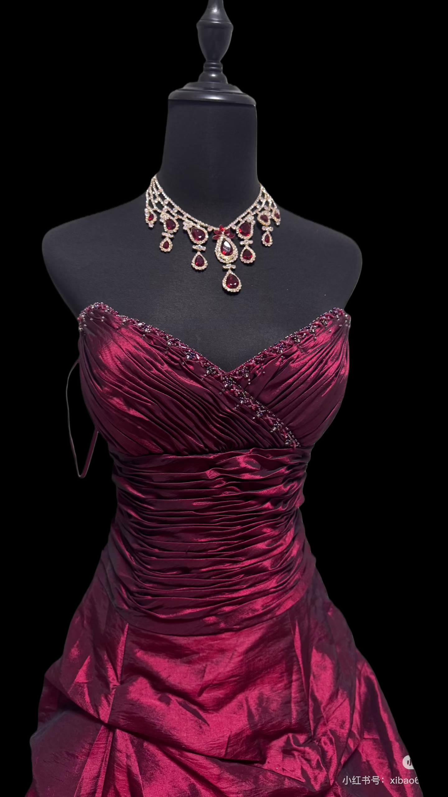 V Neck Dark Red Prom Dress Beading Formal Dress Evening Gown   P446