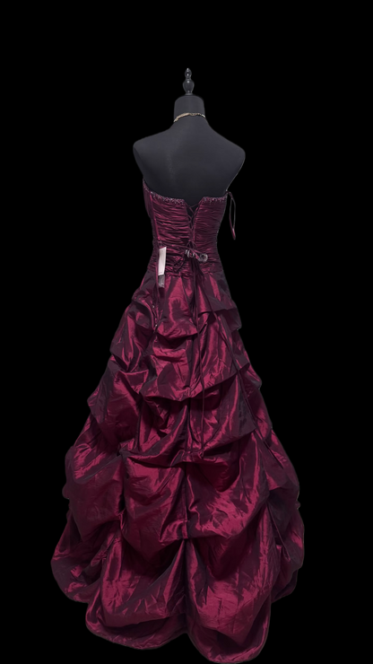 V Neck Dark Red Prom Dress Beading Formal Dress Evening Gown   P446