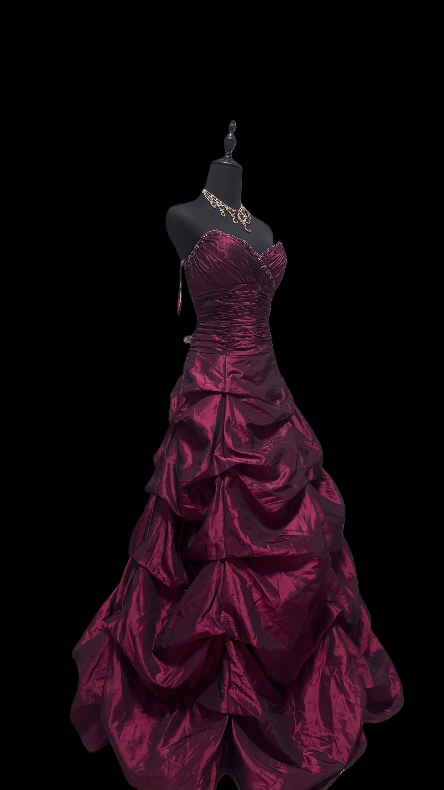 V Neck Dark Red Prom Dress Beading Formal Dress Evening Gown   P446