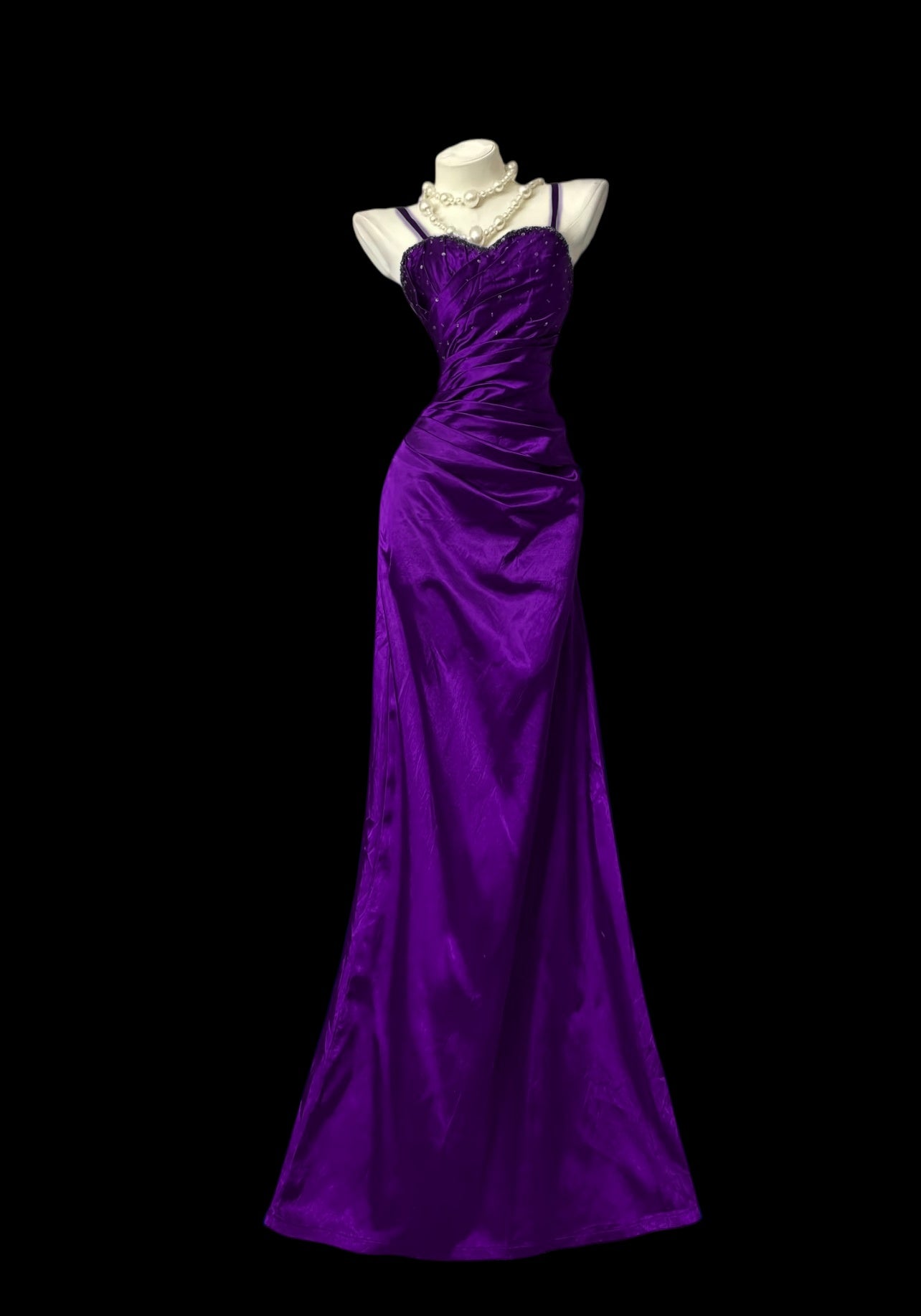 Spaghetti Strap Royal Blue Satin Prom Dress A Line Formal Dress  P449