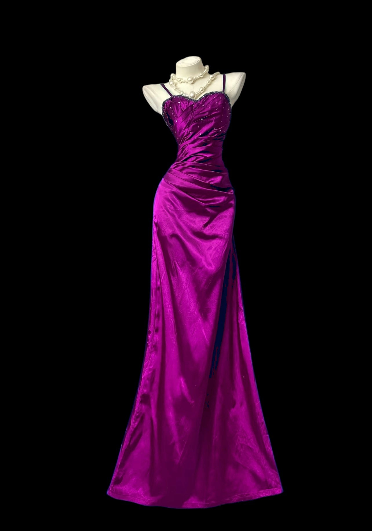 Spaghetti Strap Royal Blue Satin Prom Dress A Line Formal Dress  P449