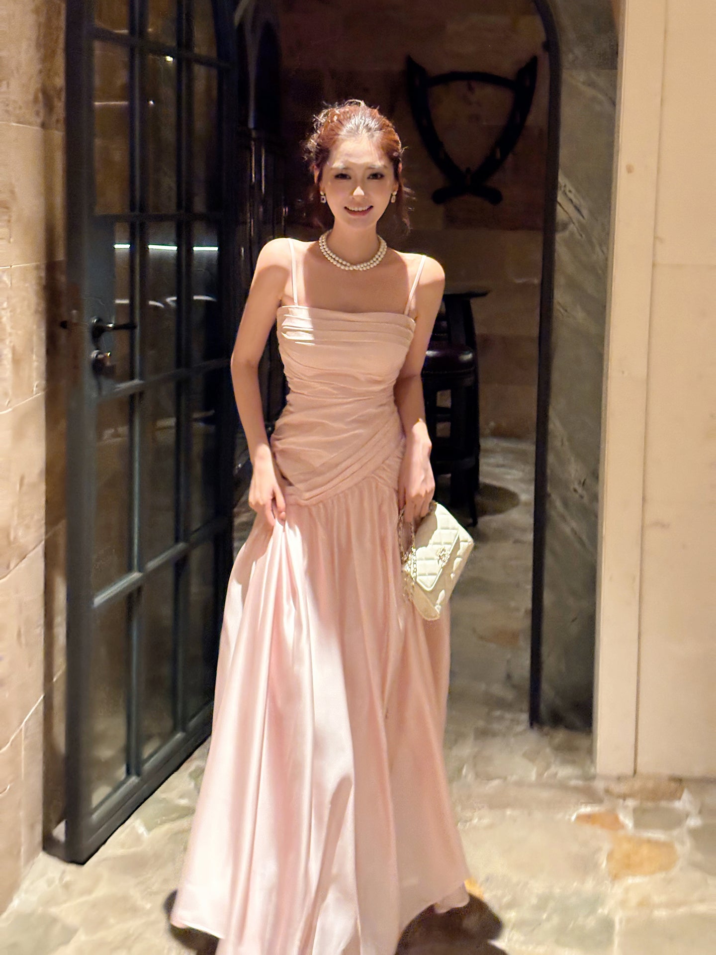 Spaghetti Strap Pink Prom Dress Formal Party Dress Evening Dress P45