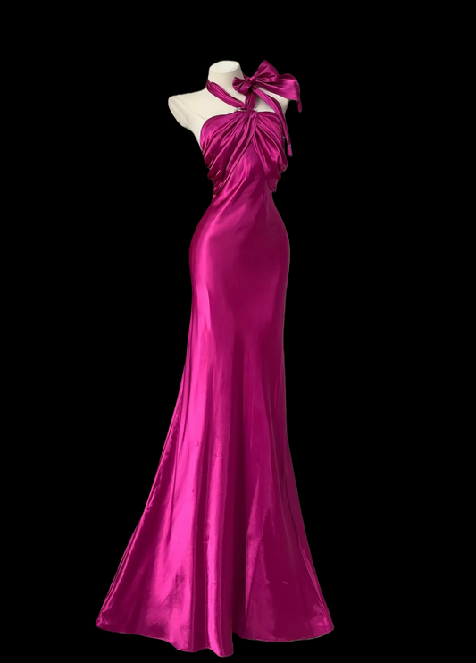 Halter Mermaid Satin Prom Dress Formal Evening Dress  P450