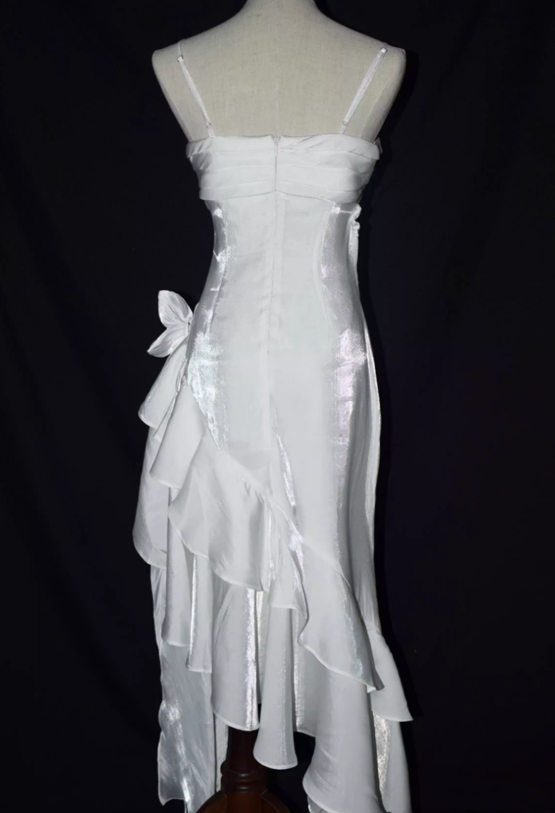 Spaghetti Strap Black Ruffle Prom Dress Formal Evening Dress  P451
