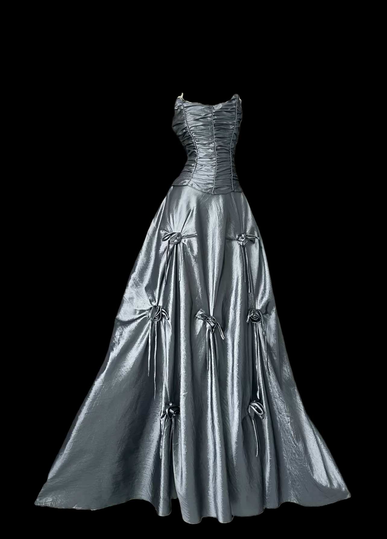 Strapless Gray Prom Dress Satin Formal Evening Dress  P454