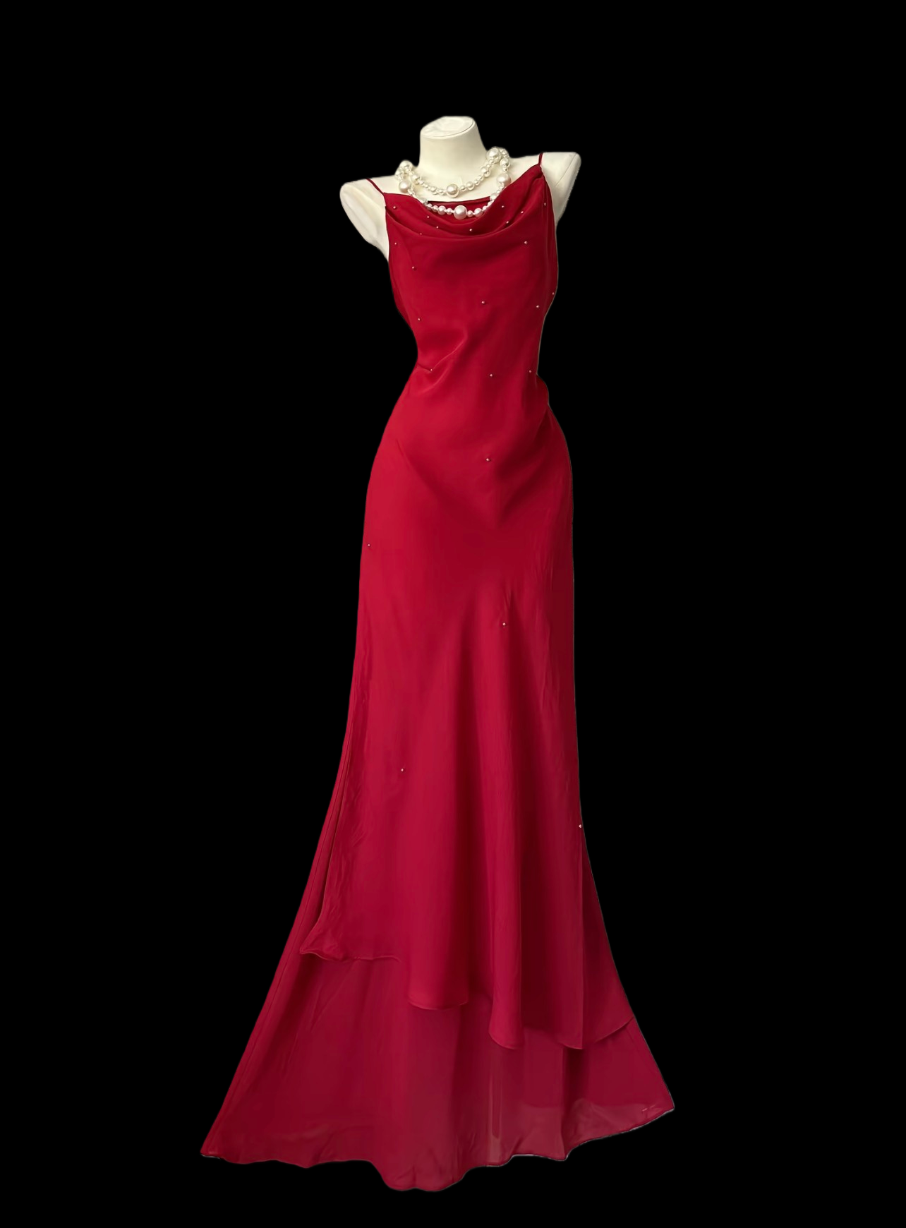 Spaghetti Strap Red Mermaid Prom Dress Formal Evening Dress P470