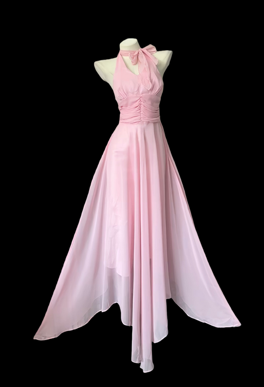 Halter Pink Chiffon Prom Dress Formal Party Dress P477