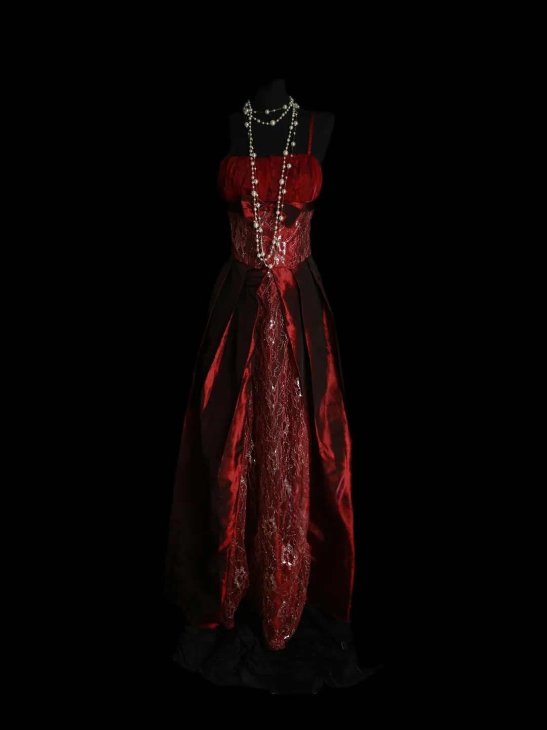 Burgundy Retro Prom Dress Lace Formal Evening Party Dress P482