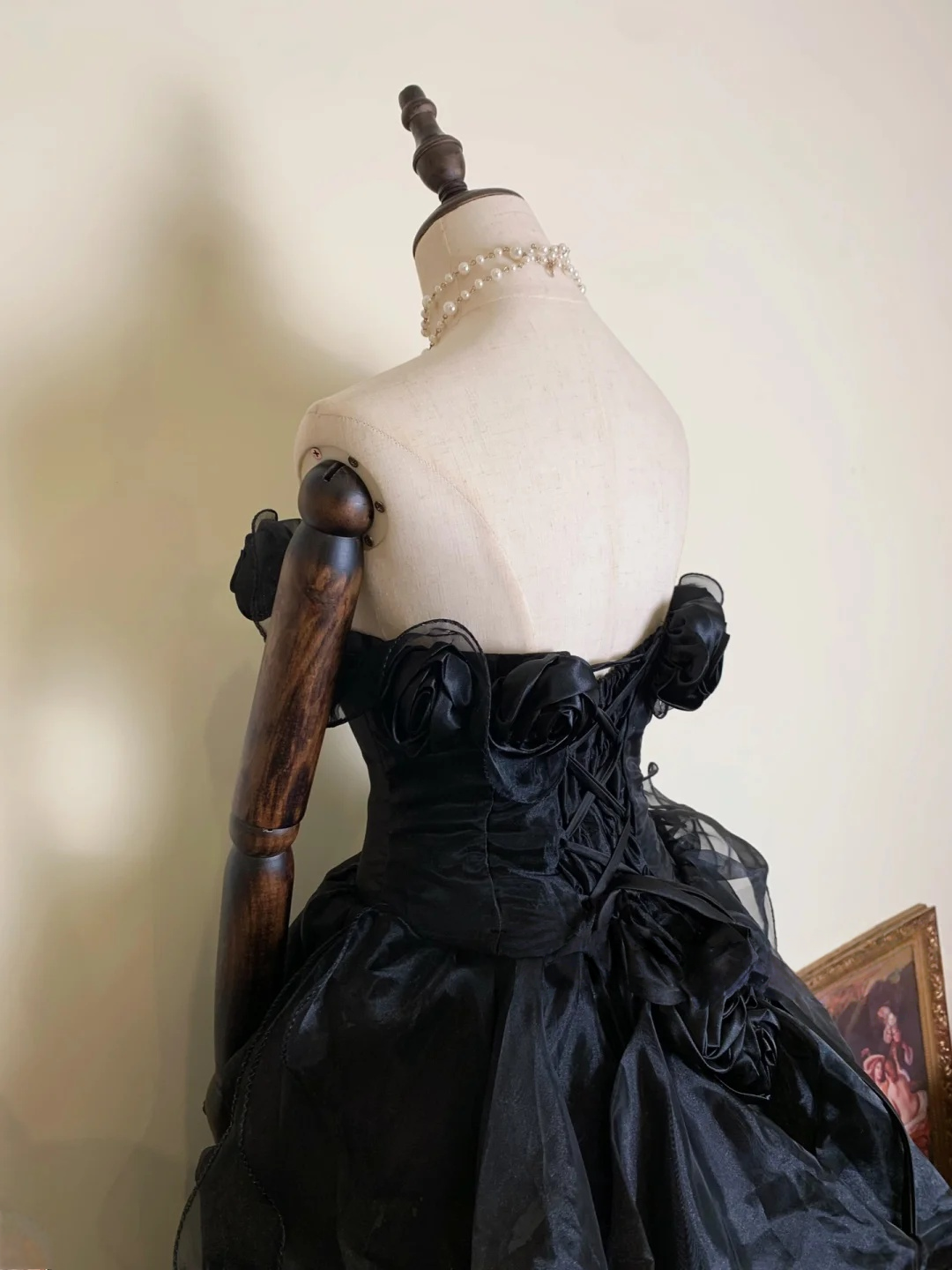 A Line Black Ruffle Formal Prom Dress Tulle Birthday Dress  P484