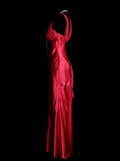 Red Sheath Long Prom Dress Satin Formal Evening Party Dress  P485