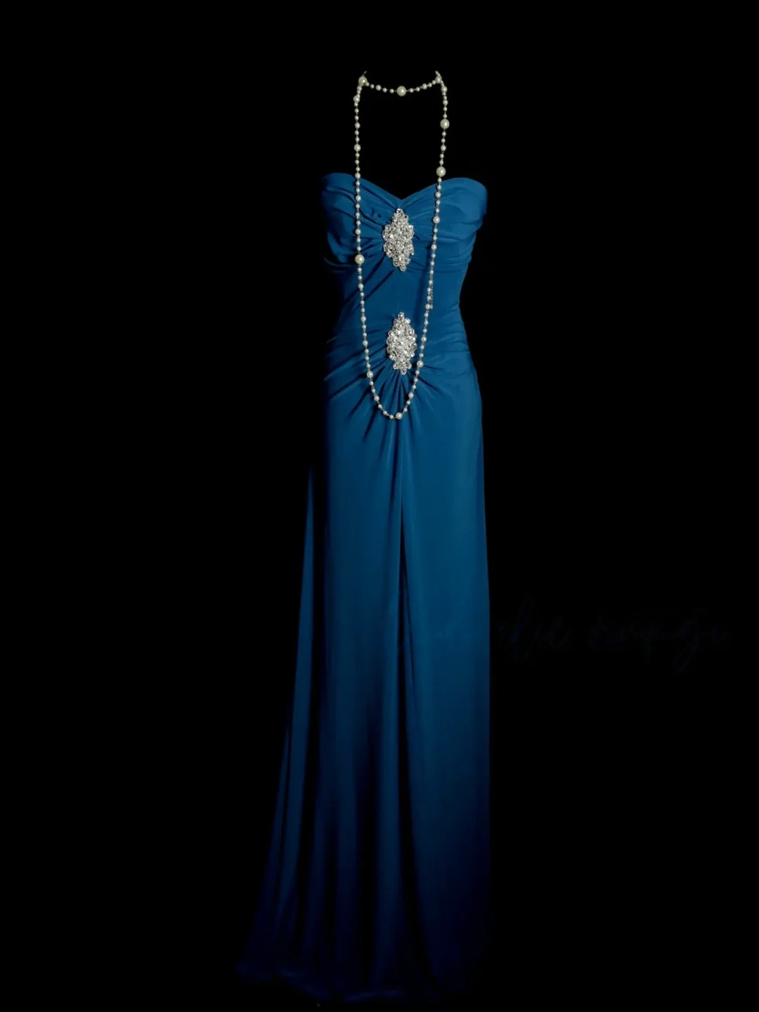 Sweetheart Chiffon Blue Evening Dress A Line Formal Wedding Guest Dress  P487