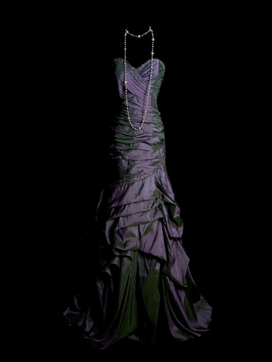 Sweetheart Purple Taffeta Prom Dress Beading Ball Gown Birthday Dress  P489