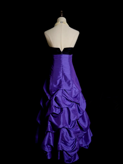 Sweetheart Purple Taffeta Prom Dress Retro Formal Evening  Dress P496