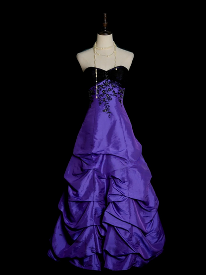 Sweetheart Purple Taffeta Prom Dress Retro Formal Evening  Dress P496