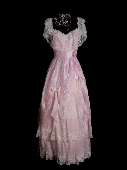 A Line Pink Sweet Princess Dress Lace Birthday Dress For Teens  P497